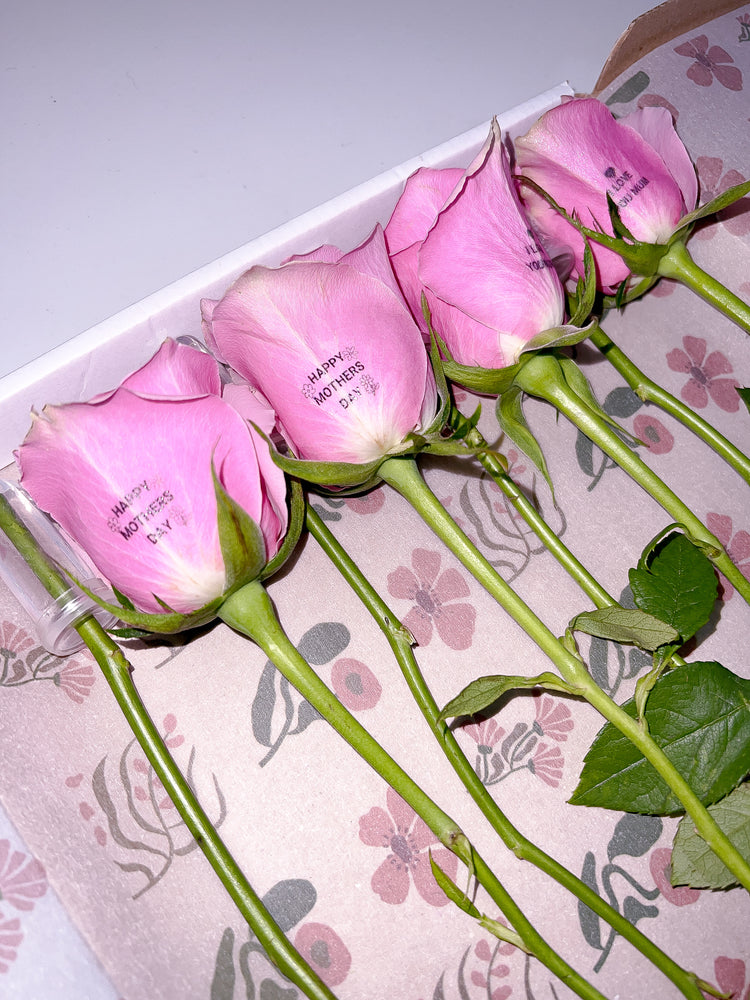 Mother's Day Personalised Pink Petal-Printed Roses